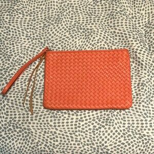 Like New Banana Republic Woven Coral Clutch Bag